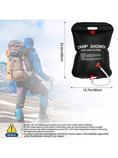 20L Portable Camping Shower Bag With Removable Hose And On-Off Switchable Shower Head For Outdoor Camping & Traveling, Two Styles Shipped Randomly