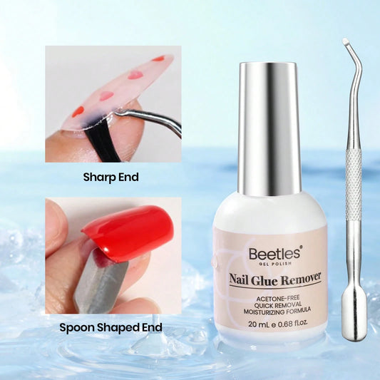 20ml Nail Glue Remover With Cuticle Tool Beetles Press On Nail Remover Non-Acetone Adhesive For False Nail Tips Gentle Formula Not For U V Nail Glue Gel