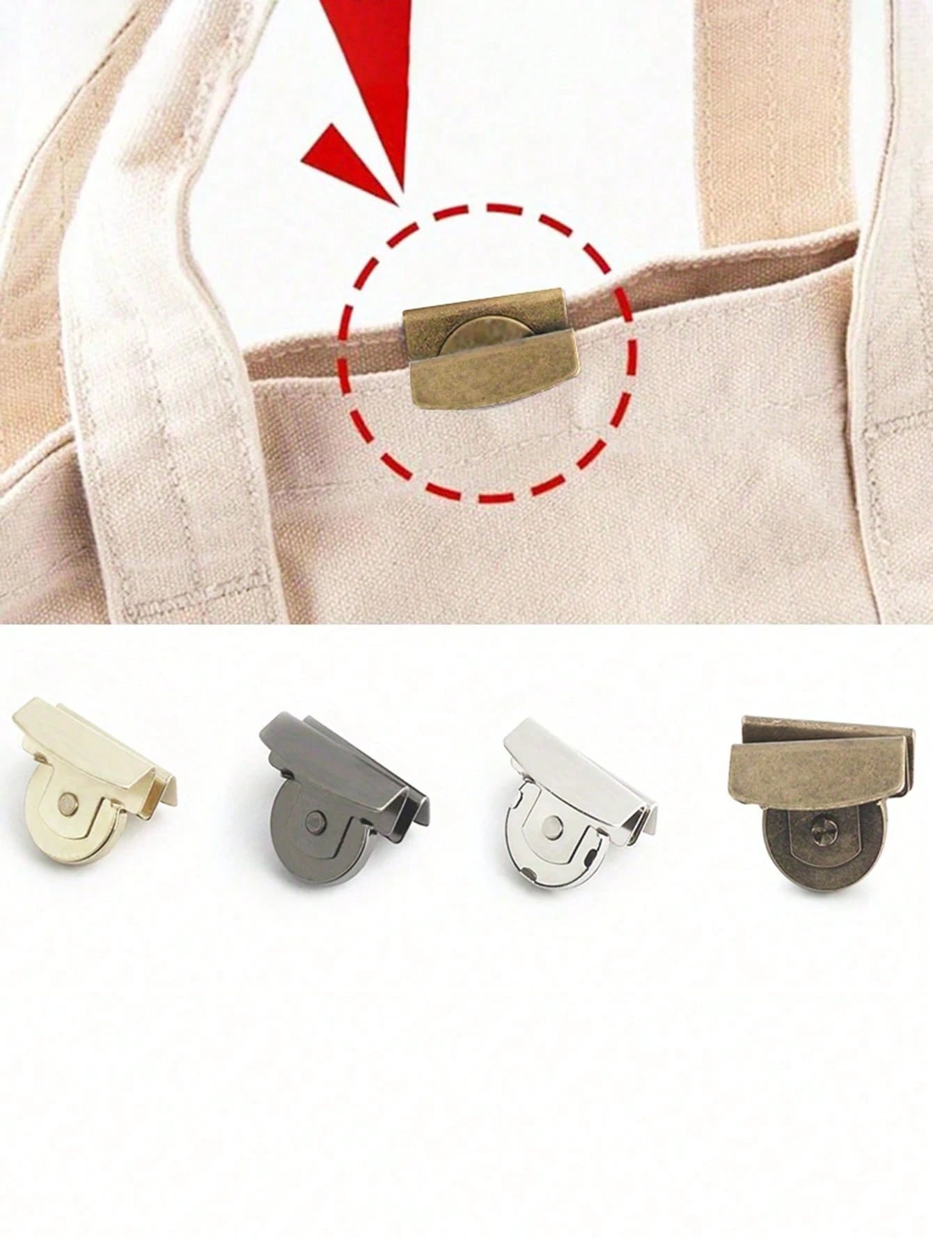 20mm*7mm Magnetic Alloy Clasp, 4 Colors Available, Seamless Magnetic Closure, Suitable For Shoulder Bags And Clothing, DIY Craft Accessories, Vintage Bag Metal Buckle Rotary Lock, Suitable For Shoulde