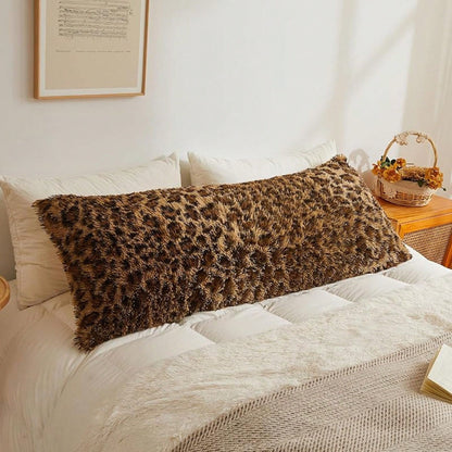 20x54 Fluffy Cheetah Print Body Pillow Cover, Leopard Print Plush Fuzzy Faux Fur Body Pillowcase With Zipper, Farmhouse Shaggy Furry Long Pillow Cover Side Sleepers, Pink