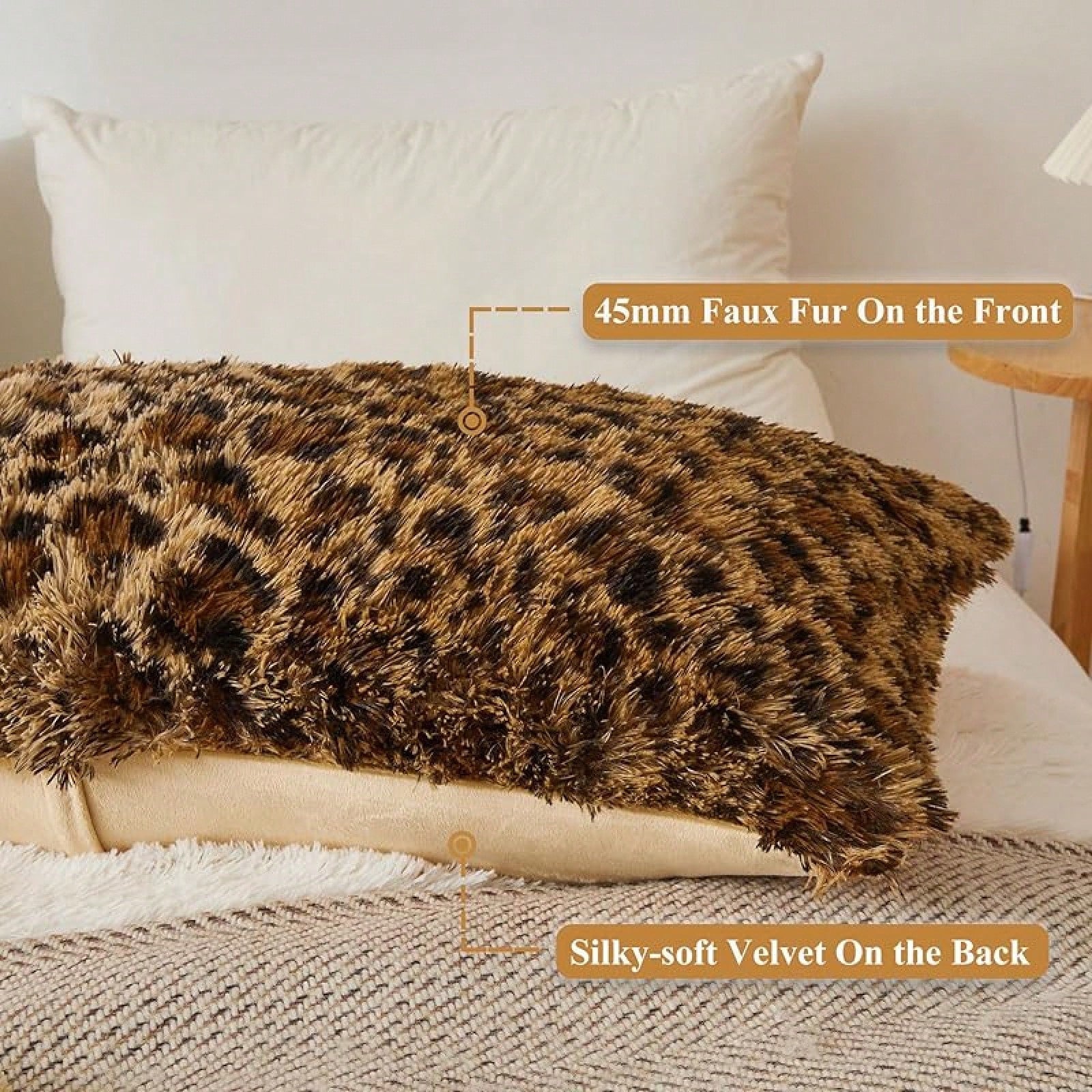 20x54 Fluffy Cheetah Print Body Pillow Cover, Leopard Print Plush Fuzzy Faux Fur Body Pillowcase With Zipper, Farmhouse Shaggy Furry Long Pillow Cover Side Sleepers, Pink