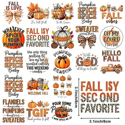 21 Pcs Fall Phrases UV DTF Stickers Cups Decoration Waterproof Decals For 16 Oz Tumbler Plastic Self-Adhesive Labels Glass DTF Transfer Stickers