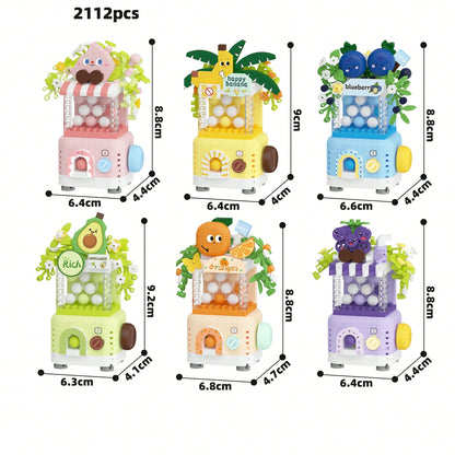 2112pcs Fruit Gashapon Building Blocks Set, Peach/Avocado/Orange/Blueberry/Grape/Banana Gashapon Building Blocks, Micro Particle Building Blocks Set, Adult Building Blocks Set, Desktop Decor Gift, Cut