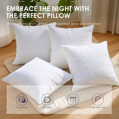 22-Inch White Pillow Insert Multi-Piece Set, 100% Microfiber Filled, Designed Specifically For Beds And Sofas To Enhance Comfort, Machine Washable And Hypoallergenic, Bohemian Style. Suitable For Livi