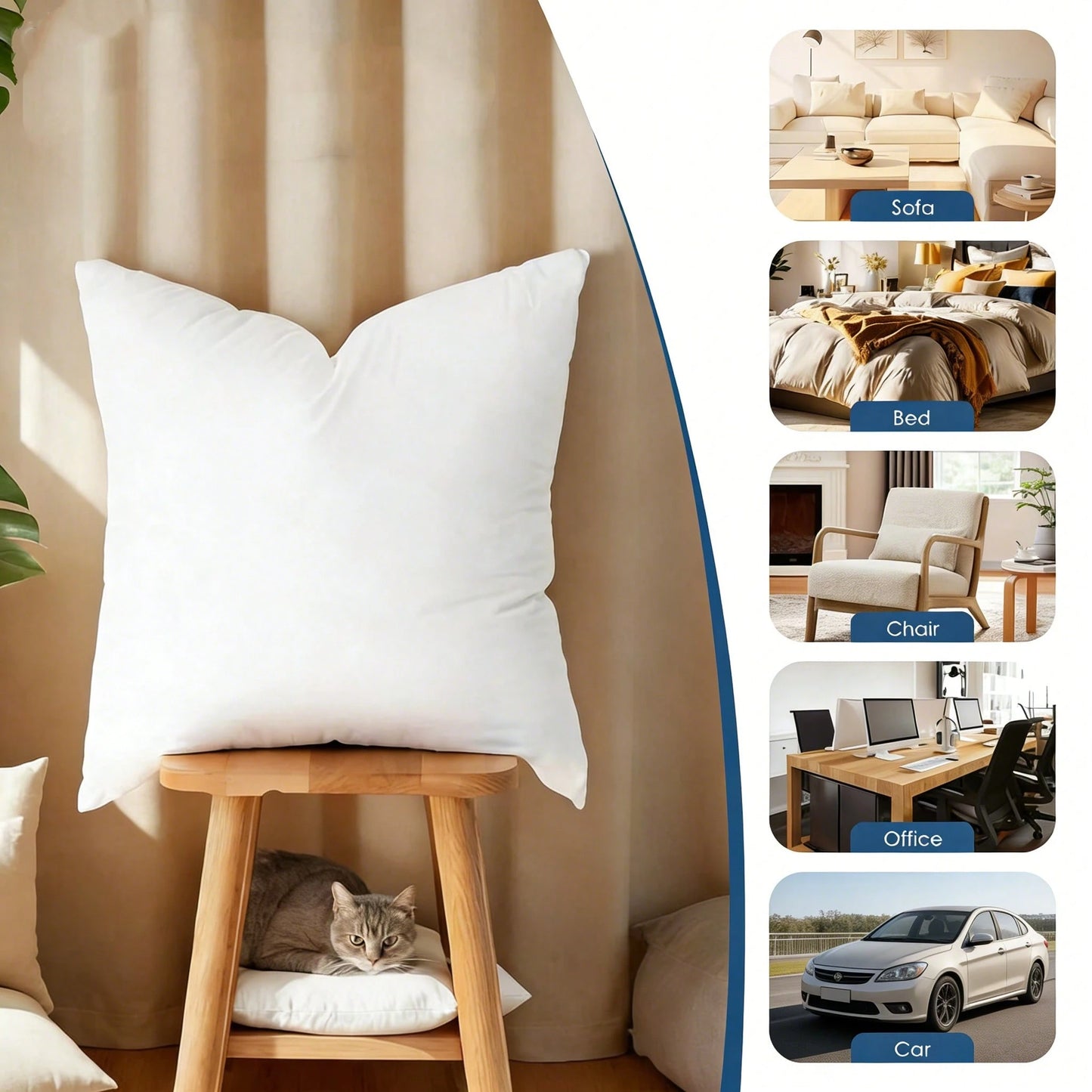 22-Inch White Pillow Insert Multi-Piece Set, 100% Microfiber Filled, Designed Specifically For Beds And Sofas To Enhance Comfort, Machine Washable And Hypoallergenic, Bohemian Style. Suitable For Livi