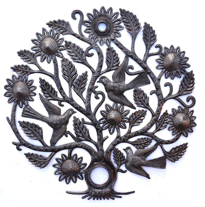 23” Sunflower Tree of Life Metal Wall Hanging