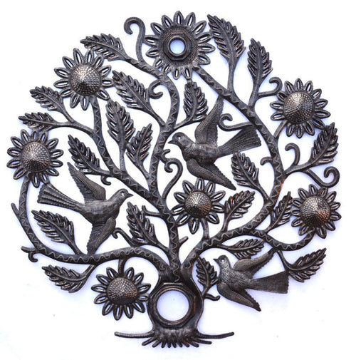 23” Sunflower Tree of Life Metal Wall Hanging