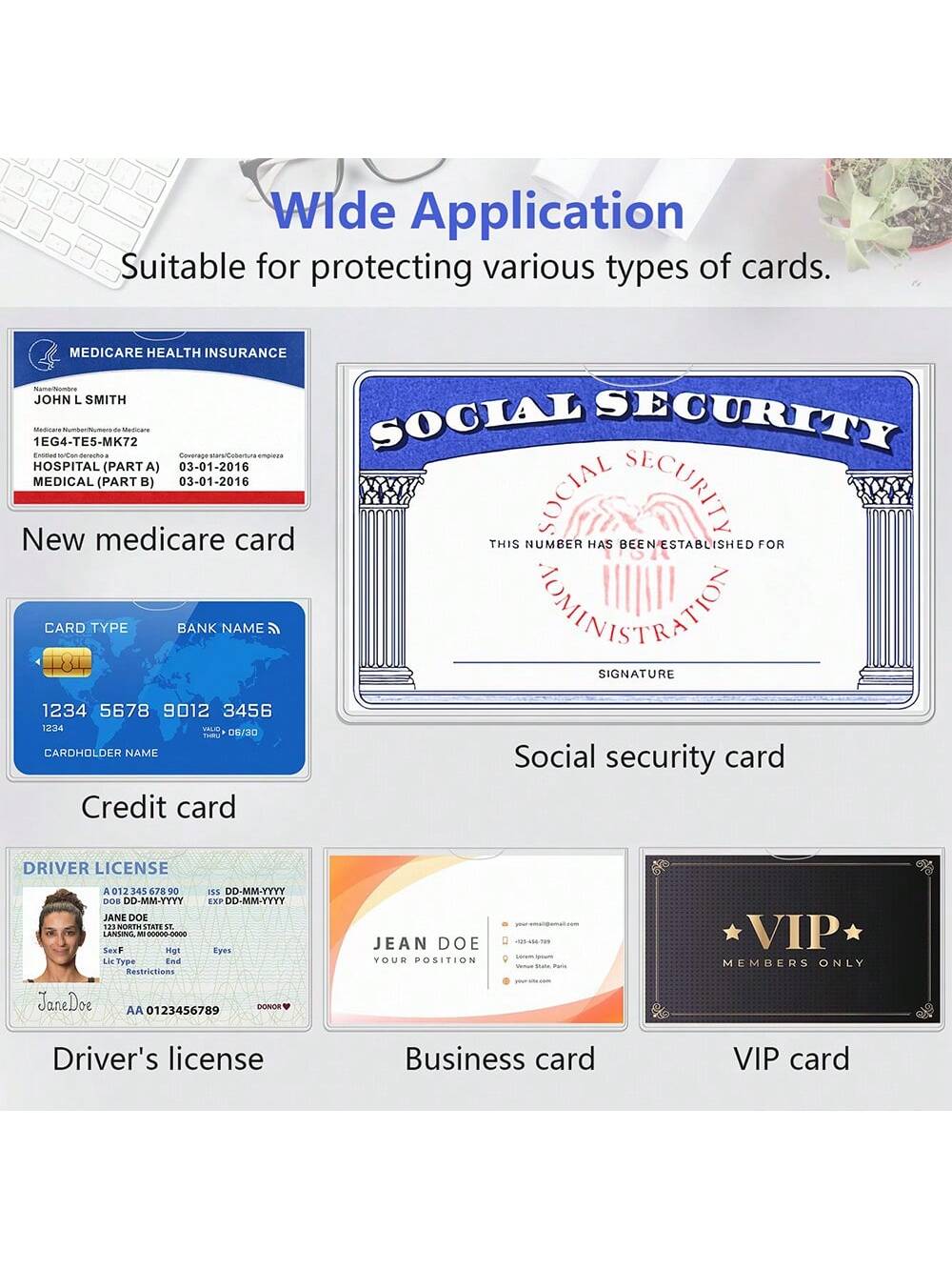 24/12/6/3 Packs Social Security Card Protector Sleeves/New Medicare Card Protector Sleeve/Credit Card Holder,Clear PVC Water Resistant Medicare Card Protectors Sleeves For Waterproof SSN Card Protecto