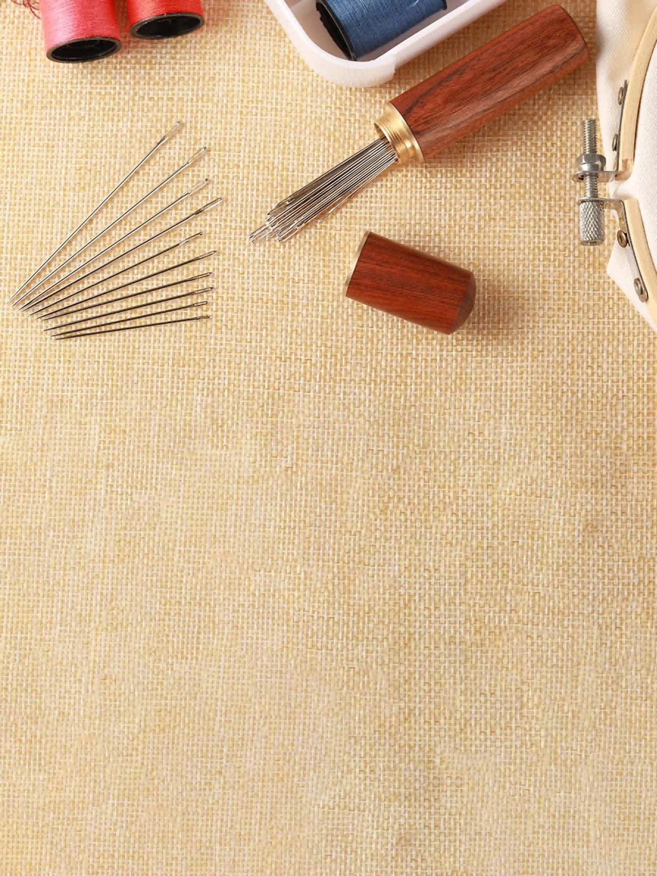 25pcs Big Eye Hand Sewing Needles Set- Cross Stitch, Leather & Embroidery Needles, Wooden Storage Box Included