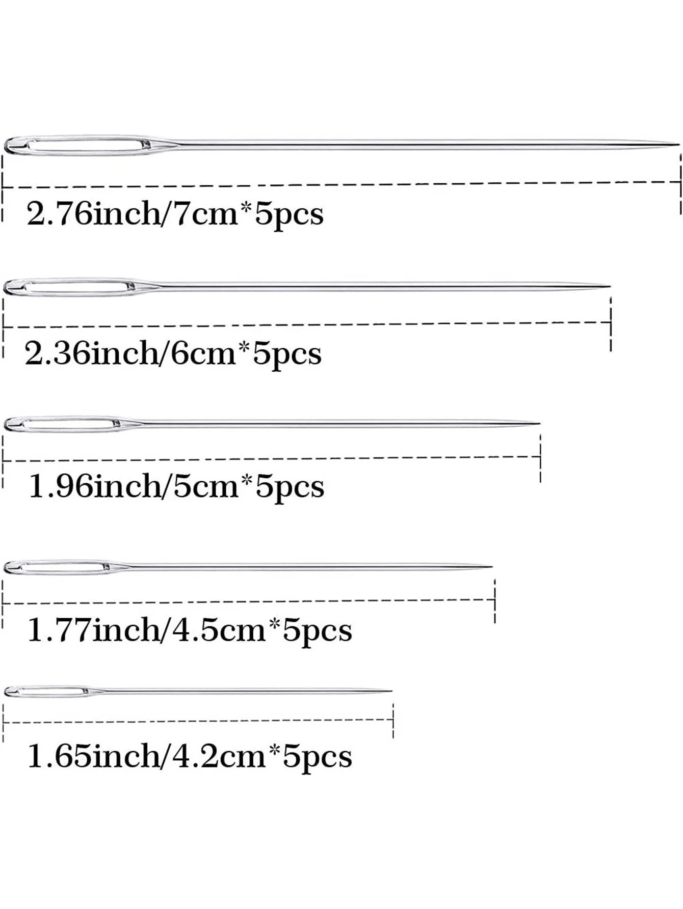 25pcs Big Eye Hand Sewing Needles Set- Cross Stitch, Leather & Embroidery Needles, Wooden Storage Box Included