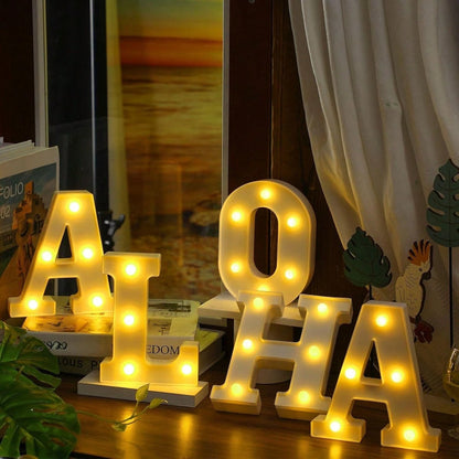 26 Letter LED Lights Luminous Number 0-9Lamp Wedding Birthday Christmas Decoration Decoration Night Light Party Bedroom 16CM Height (Without Battery)
