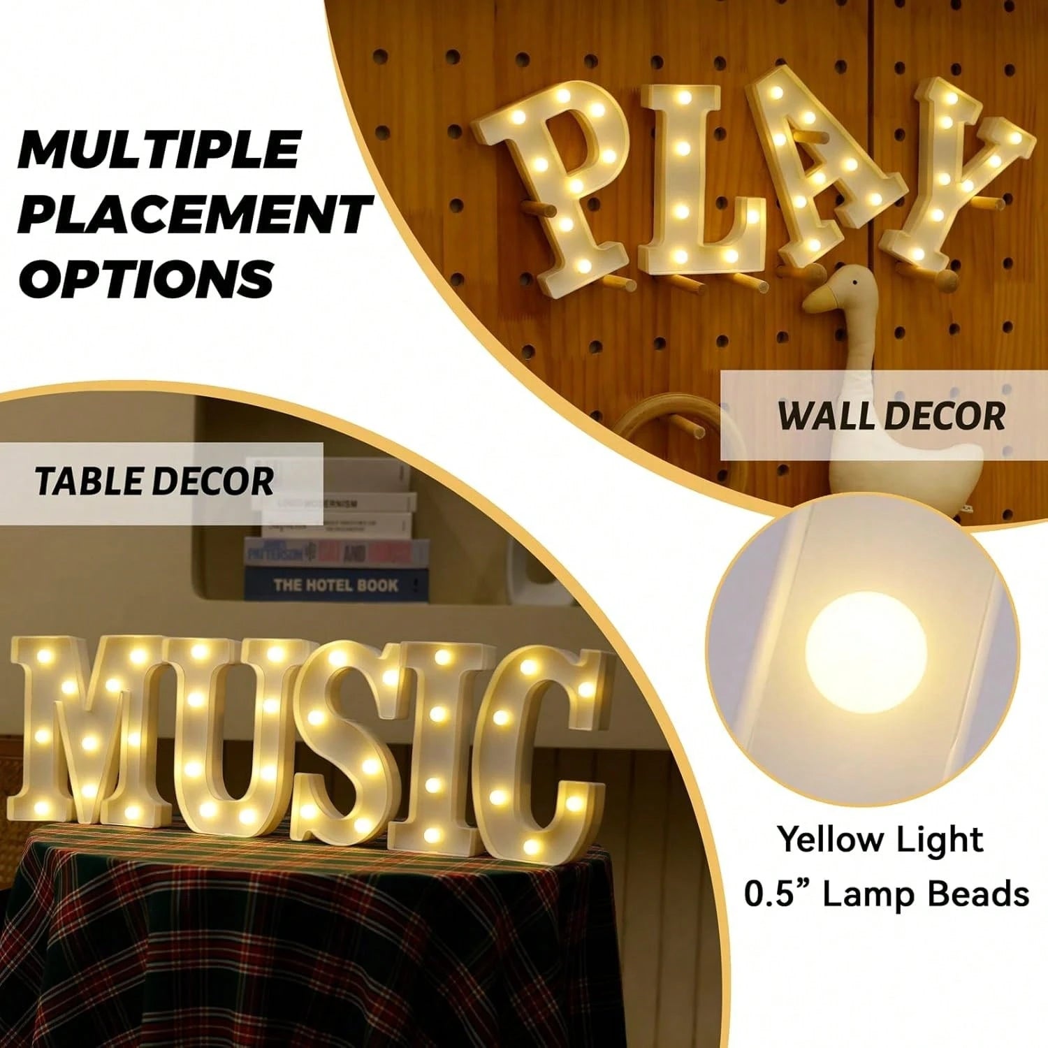 26 Letter LED Lights Luminous Number 0-9Lamp Wedding Birthday Christmas Decoration Decoration Night Light Party Bedroom 16CM Height (Without Battery)
