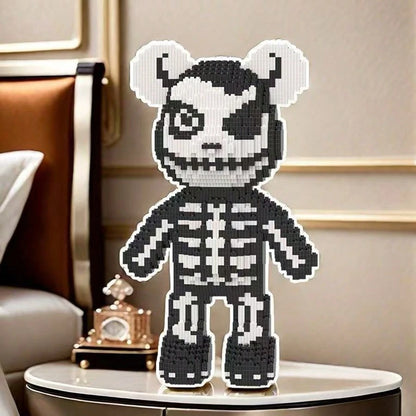 2925pcs Skeleton Bear Building Blocks, 40CM Skeleton Bear Mini Building Blocks DIY Model Set, Creative Puzzle Toy Gift, Suitable For Teens And Adults, Gothic Style Room Desktop Decoration Collectible