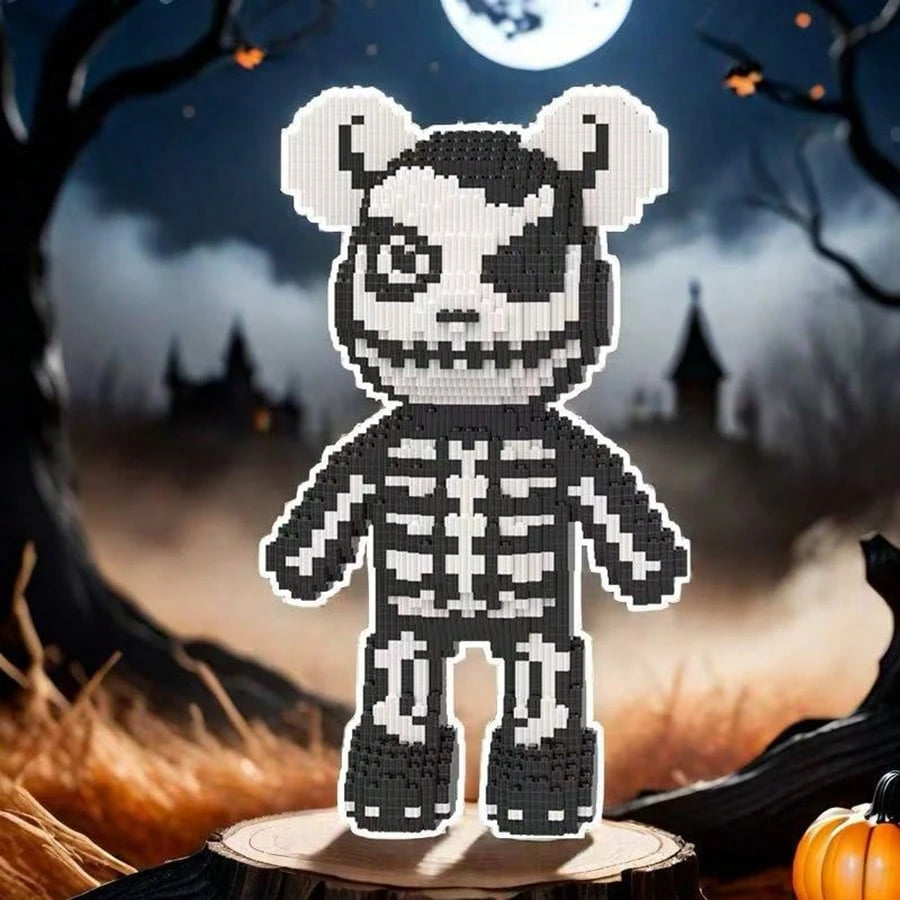2925pcs Skeleton Bear Building Blocks, 40CM Skeleton Bear Mini Building Blocks DIY Model Set, Creative Puzzle Toy Gift, Suitable For Teens And Adults, Gothic Style Room Desktop Decoration Collectible