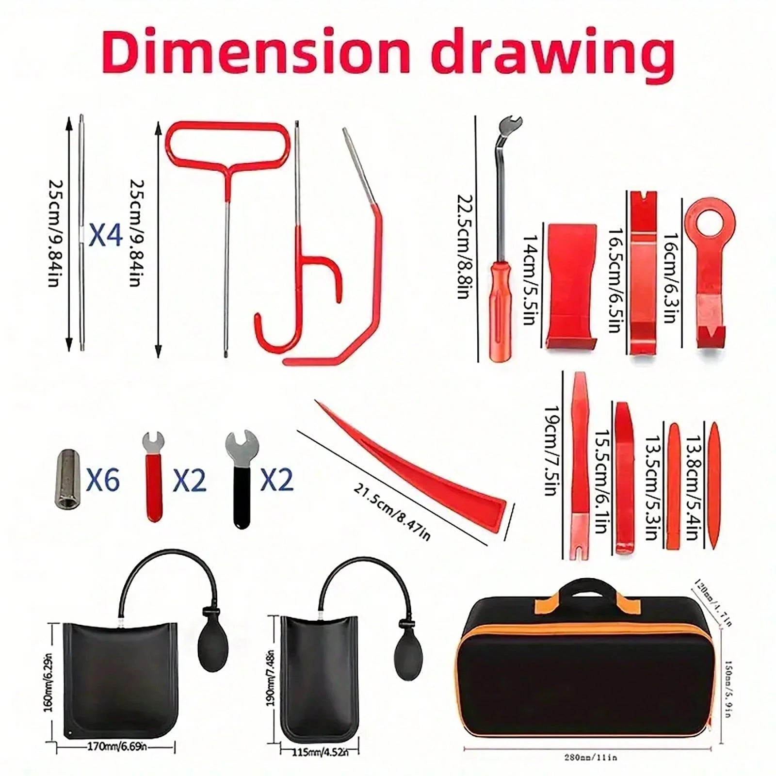 29pcs Emergency Auto Tool Window-Car Door Lock/Unlock Universal Repair Tool Kits