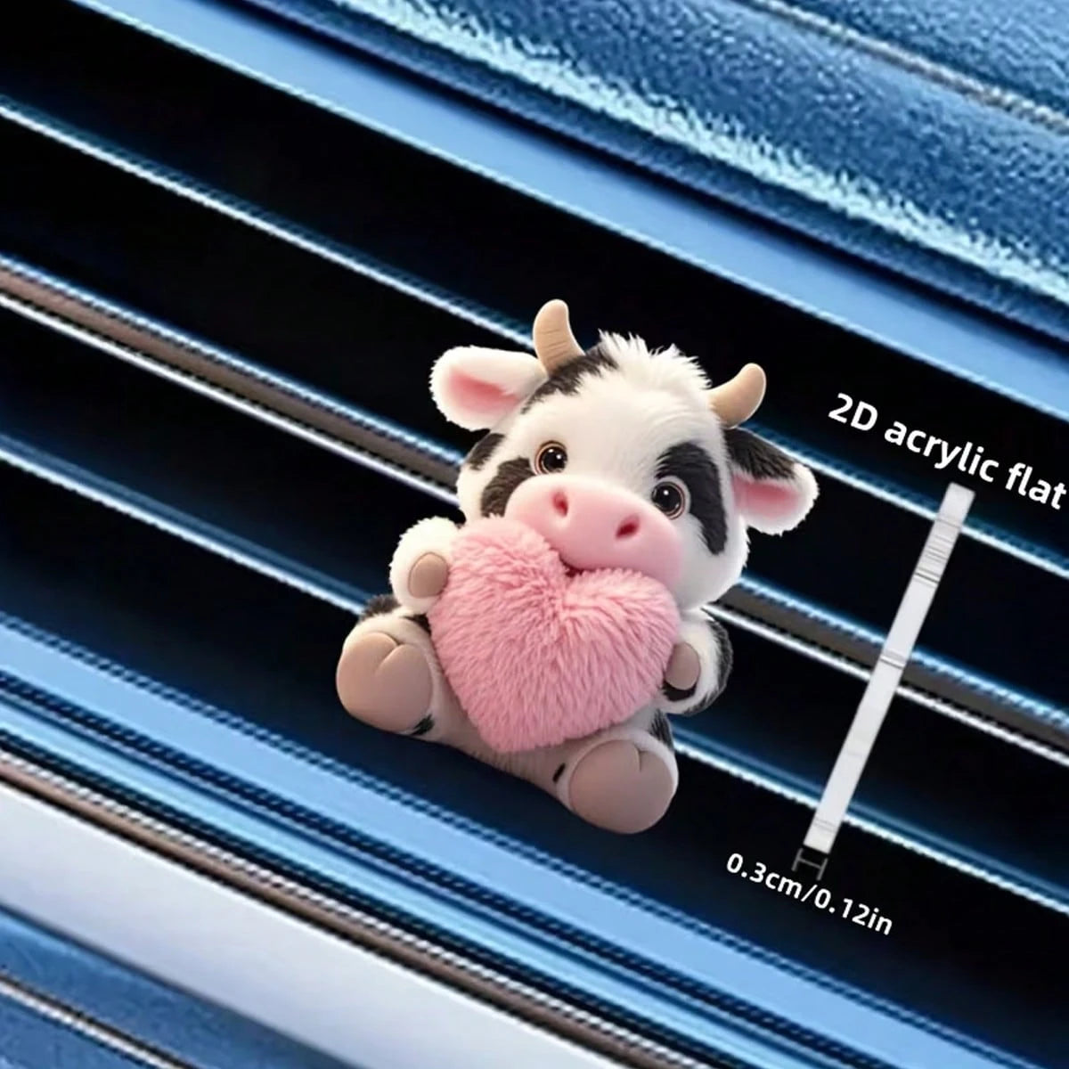 2d Flat, 1pc Cute Cow Pattern With A Heart, "Scented", Car Vent Decoration Clip, "Car Fragrance Diffuser", Scented Sponge Sheet, 2D Flat Acrylic Luxurious Cartoon Decoration, Fashionable Car Interior