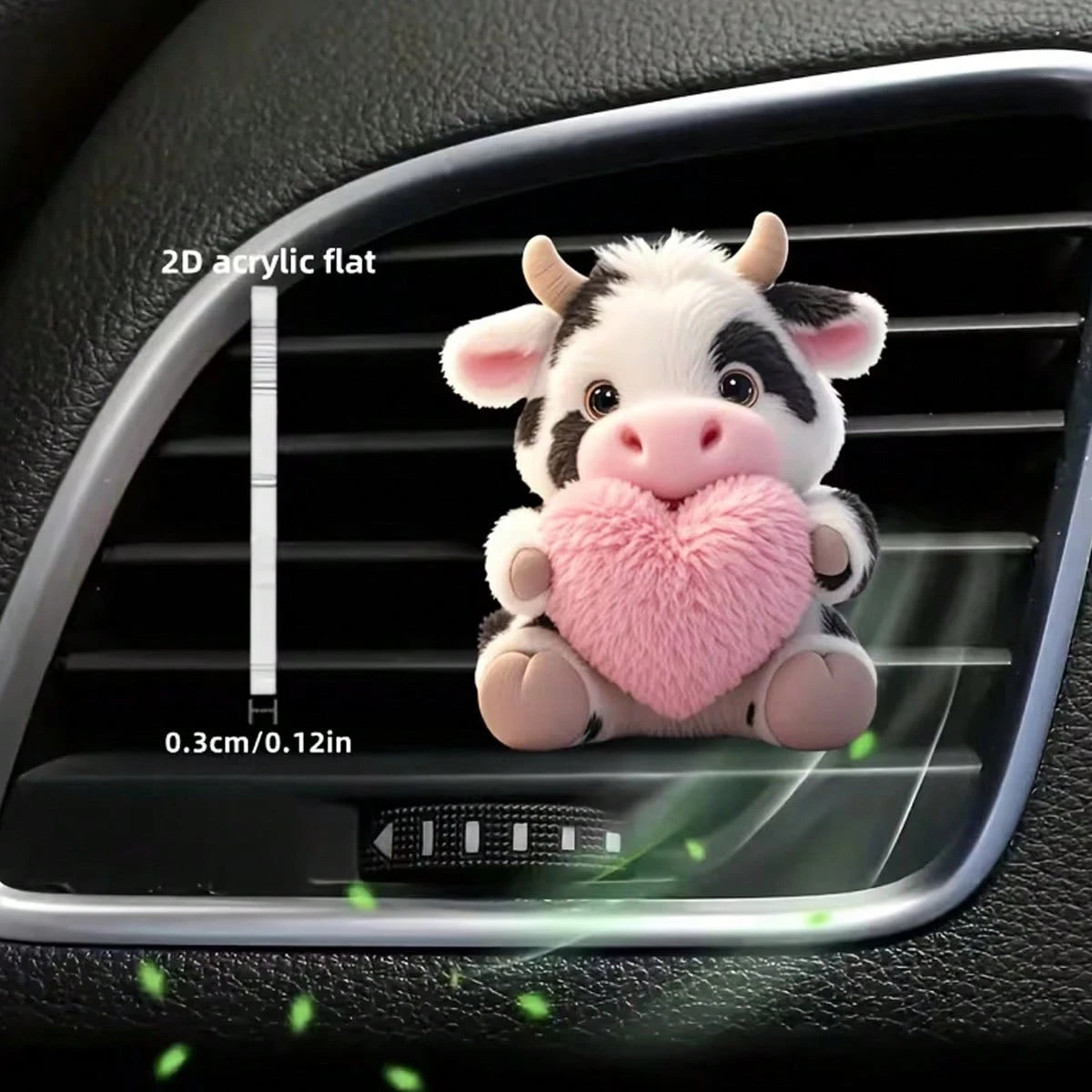 2d Flat, 1pc Cute Cow Pattern With A Heart, "Scented", Car Vent Decoration Clip, "Car Fragrance Diffuser", Scented Sponge Sheet, 2D Flat Acrylic Luxurious Cartoon Decoration, Fashionable Car Interior