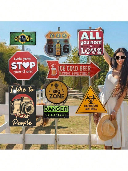 2D Flat, 1pc, Spanish Funny Sign "La Cerveza No Soluciona Problemas Pero El Agua Tampoco" Metal Sign, Beer Drinking Theme Wall Decor For Bar, Kitchen