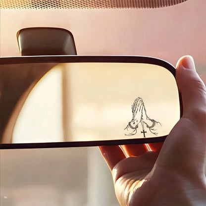 2D Flat, 2D Flat Praying Hands Gesture Sticker, Car Rearview Mirror Sticker, Automotive Styling Window Glass Motorcycle Laptop Vinyl Sticker, Car Decal