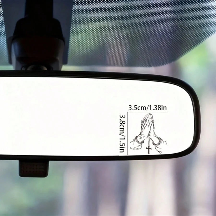 2D Flat, 2D Flat Praying Hands Gesture Sticker, Car Rearview Mirror Sticker, Automotive Styling Window Glass Motorcycle Laptop Vinyl Sticker, Car Decal