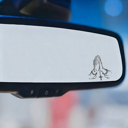 2D Flat, 2D Flat Praying Hands Gesture Sticker, Car Rearview Mirror Sticker, Automotive Styling Window Glass Motorcycle Laptop Vinyl Sticker, Car Decal