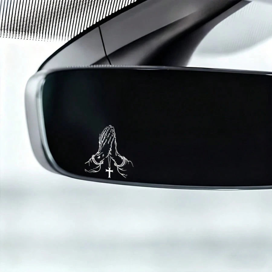 2D Flat, 2D Flat Praying Hands Gesture Sticker, Car Rearview Mirror Sticker, Automotive Styling Window Glass Motorcycle Laptop Vinyl Sticker, Car Decal