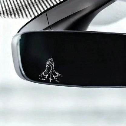 2D Flat, 2D Flat Praying Hands Gesture Sticker, Car Rearview Mirror Sticker, Automotive Styling Window Glass Motorcycle Laptop Vinyl Sticker, Car Decal