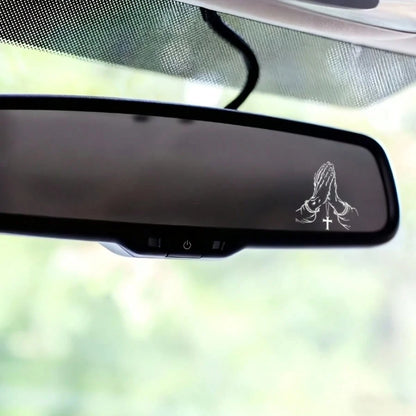2D Flat, 2D Flat Praying Hands Gesture Sticker, Car Rearview Mirror Sticker, Automotive Styling Window Glass Motorcycle Laptop Vinyl Sticker, Car Decal