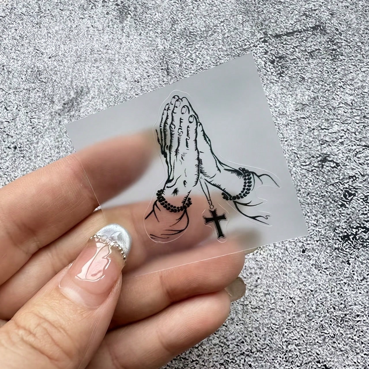 2D Flat, 2D Flat Praying Hands Gesture Sticker, Car Rearview Mirror Sticker, Automotive Styling Window Glass Motorcycle Laptop Vinyl Sticker, Car Decal