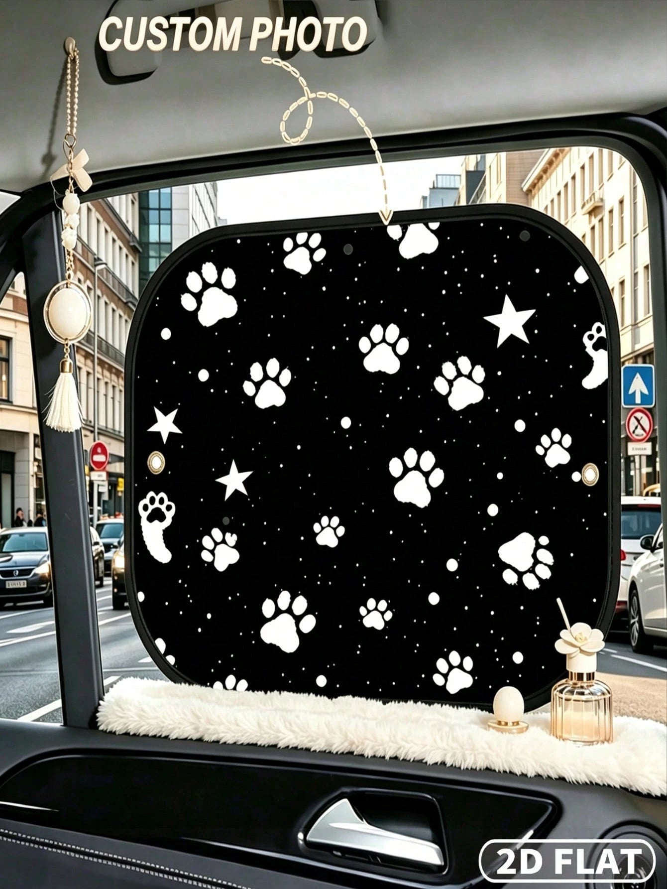 2D FLAT 4pcs Personalized Car Side Window Sunshades With 8 Suction Cups, Add Your Image/ Photo/ Design, Car Side Window Blackout Curtains, Reducing Direct Sunlight, Creating A Comfortable Riding Envir