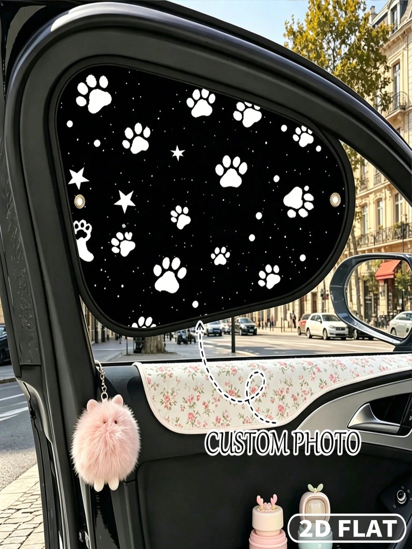 2D FLAT 4pcs Personalized Car Side Window Sunshades With 8 Suction Cups, Add Your Image/ Photo/ Design, Car Side Window Blackout Curtains, Reducing Direct Sunlight, Creating A Comfortable Riding Envir
