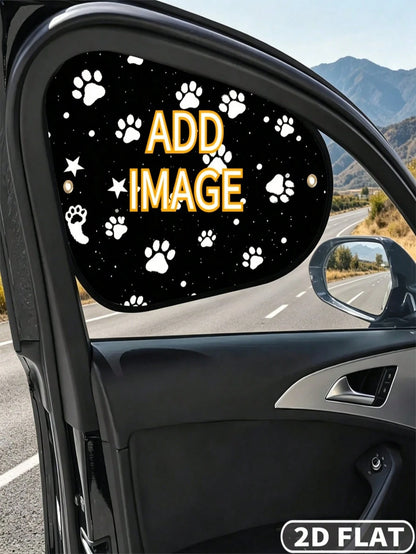 2D FLAT 4pcs Personalized Car Side Window Sunshades With 8 Suction Cups, Add Your Image/ Photo/ Design, Car Side Window Blackout Curtains, Reducing Direct Sunlight, Creating A Comfortable Riding Envir