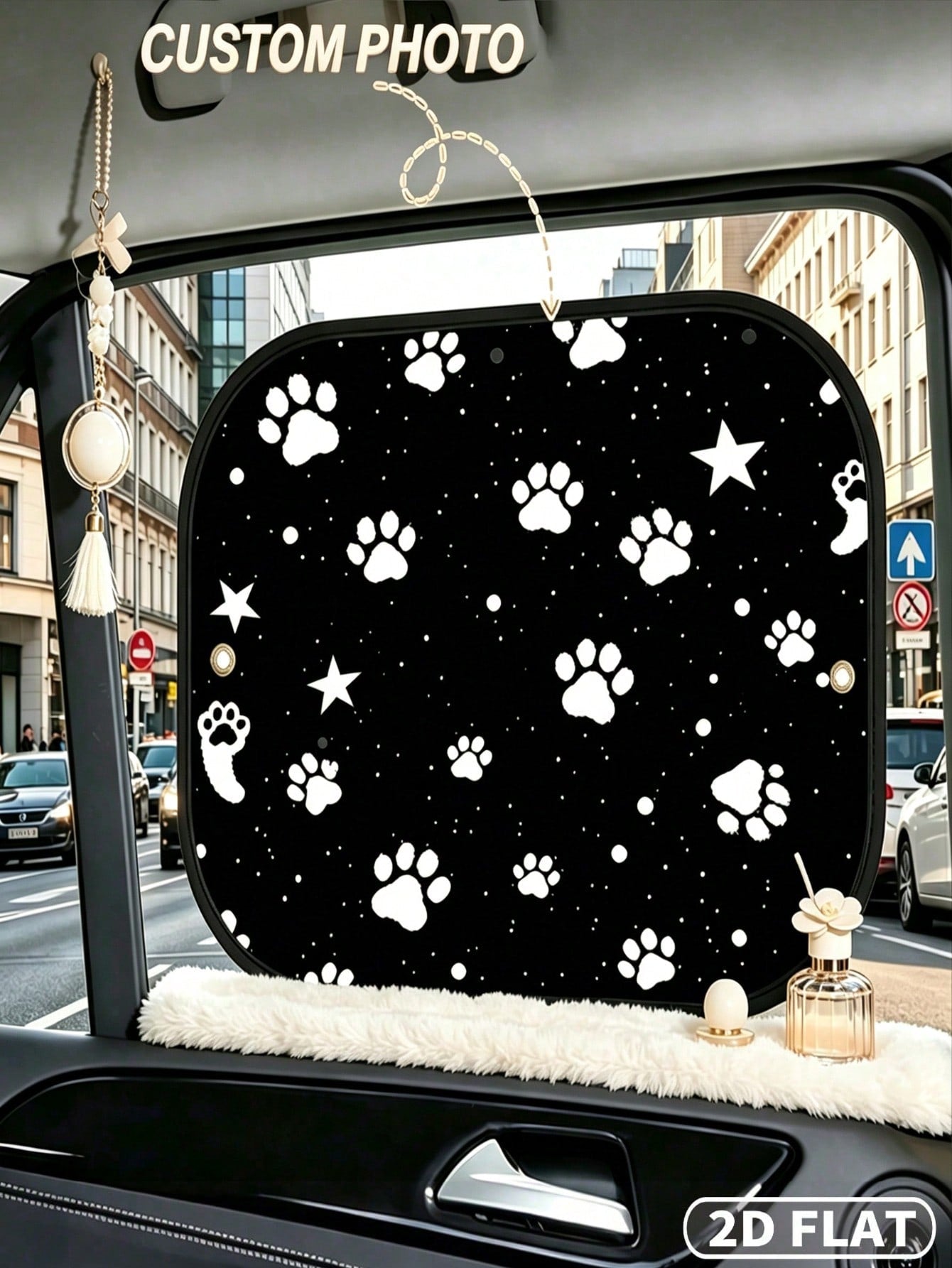 2D FLAT 4pcs Personalized Car Side Window Sunshades With 8 Suction Cups, Add Your Image/ Photo/ Design, Car Side Window Blackout Curtains, Reducing Direct Sunlight, Creating A Comfortable Riding Envir