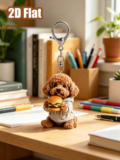2D Flat Cute Teddy Dog Keychain, Fun 2D Flat Acrylic Design Multi-Functional Keychain, Suitable For Car Keychains, Phone Keychains, Can Be Used As Bag Charms, Car Charms, VIP Companion Charms, My Bag