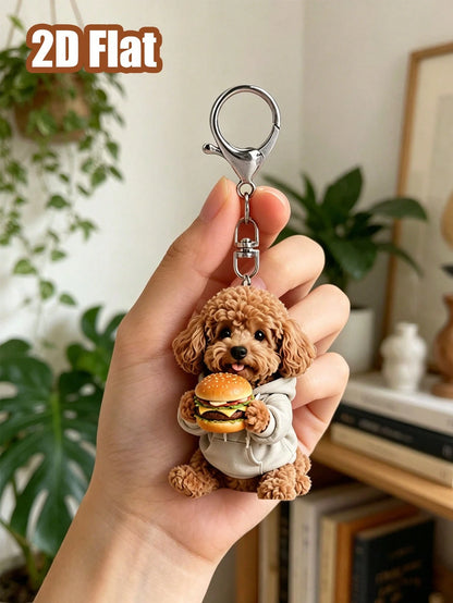 2D Flat Cute Teddy Dog Keychain, Fun 2D Flat Acrylic Design Multi-Functional Keychain, Suitable For Car Keychains, Phone Keychains, Can Be Used As Bag Charms, Car Charms, VIP Companion Charms, My Bag