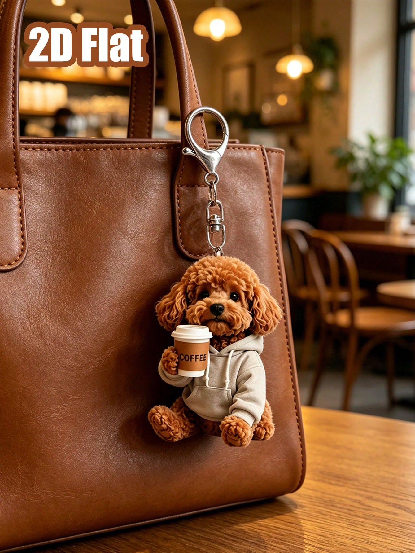 2D Flat Cute Teddy Dog Keychain, Fun 2D Flat Acrylic Design Multi-Functional Keychain, Suitable For Car Keychains, Phone Keychains, Can Be Used As Bag Charms, Car Charms, VIP Companion Charms, My Bag