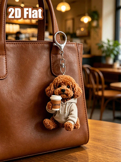 2D Flat Cute Teddy Dog Keychain, Fun 2D Flat Acrylic Design Multi-Functional Keychain, Suitable For Car Keychains, Phone Keychains, Can Be Used As Bag Charms, Car Charms, VIP Companion Charms, My Bag