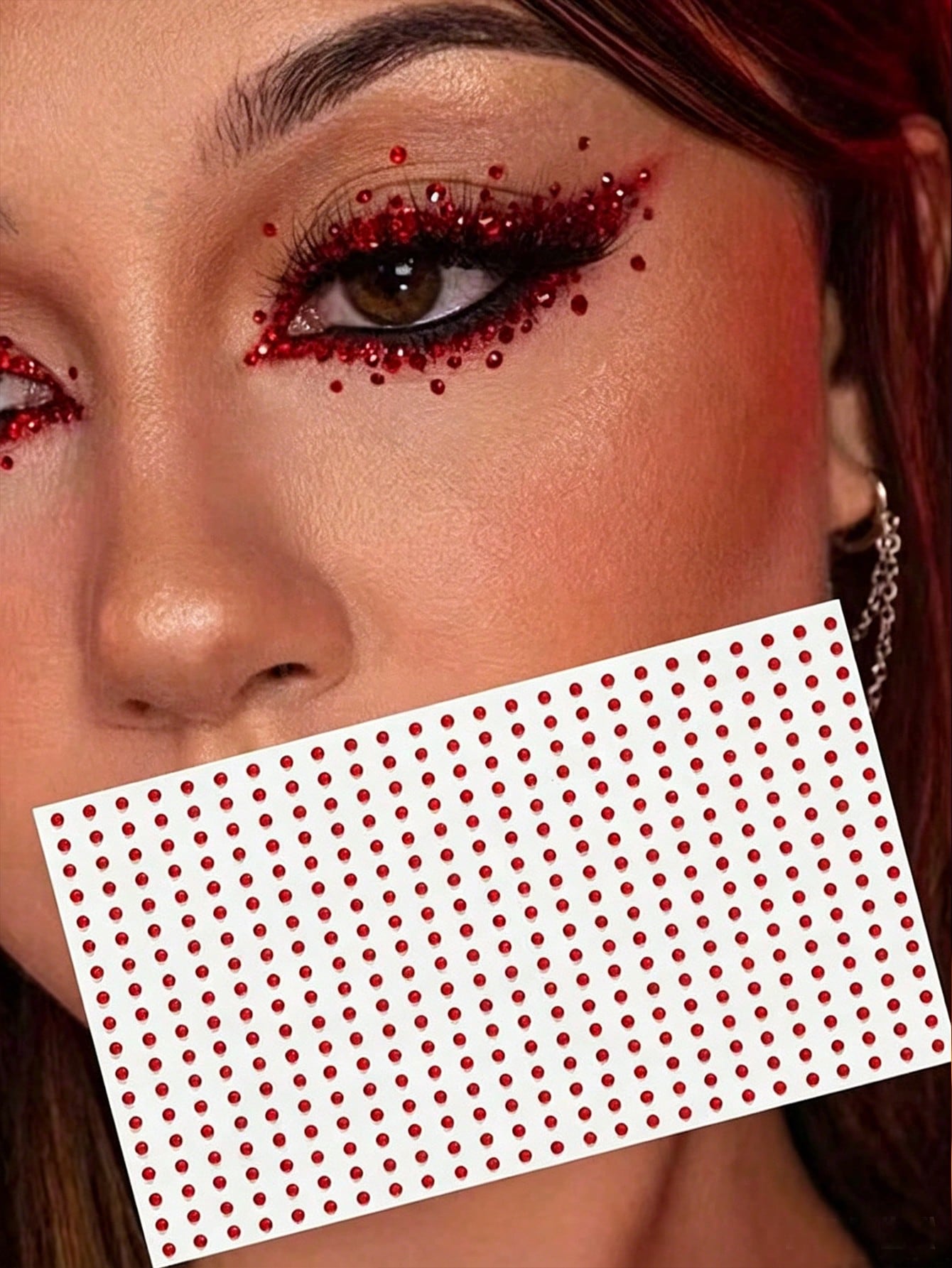2mm Red Face Gem Hair Gem Eyebrow Gem Diamond Sticker