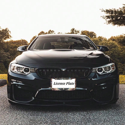 2PC Moon Stars License Plate Frame Colorful Moon Phase License Plate Funny Aluminum Auto Parts Beautiful License Plate Decoration Holes Screws Size 12 X 6