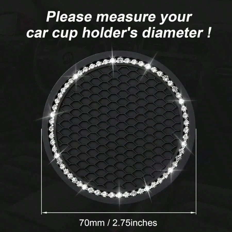 2pcs/1pc/4pcs- Rhinestone Decorated Non-Slip Car Cup Holder Coasters