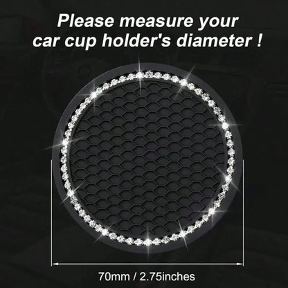 2pcs/1pc/4pcs- Rhinestone Decorated Non-Slip Car Cup Holder Coasters