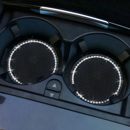 2pcs/1pc/4pcs- Rhinestone Decorated Non-Slip Car Cup Holder Coasters
