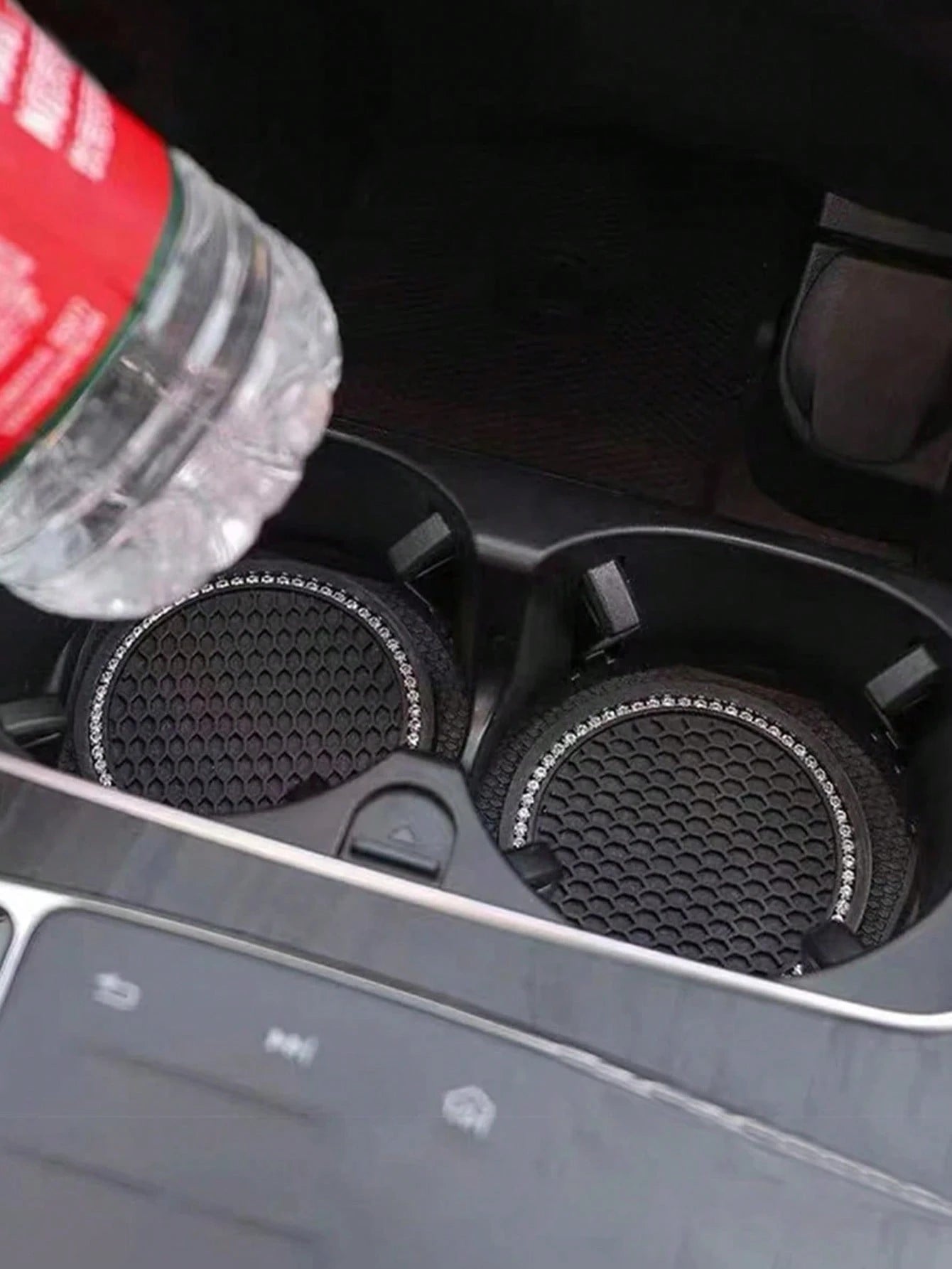 2pcs/1pc/4pcs-Rhinestone Decorated Non-Slip Car Cup Holder