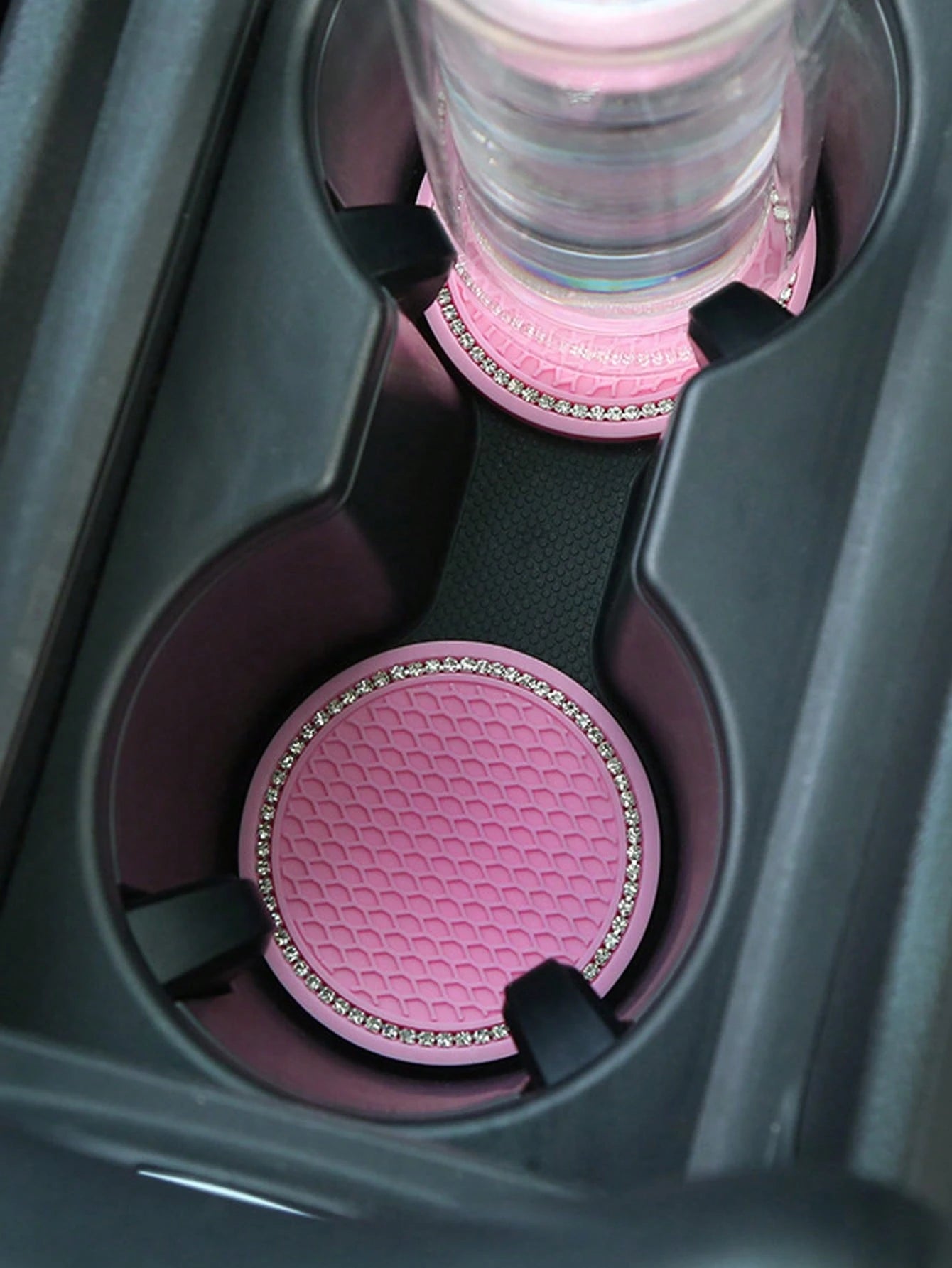 2pcs/1pc/4pcs-Rhinestone Decorated Non-Slip Car Cup Holder