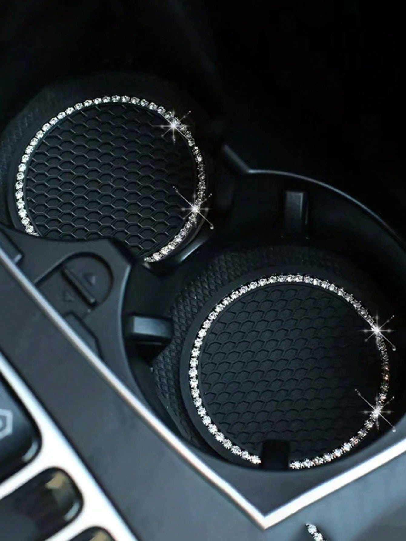 2pcs/1pc/4pcs-Rhinestone Decorated Non-Slip Car Cup Holder