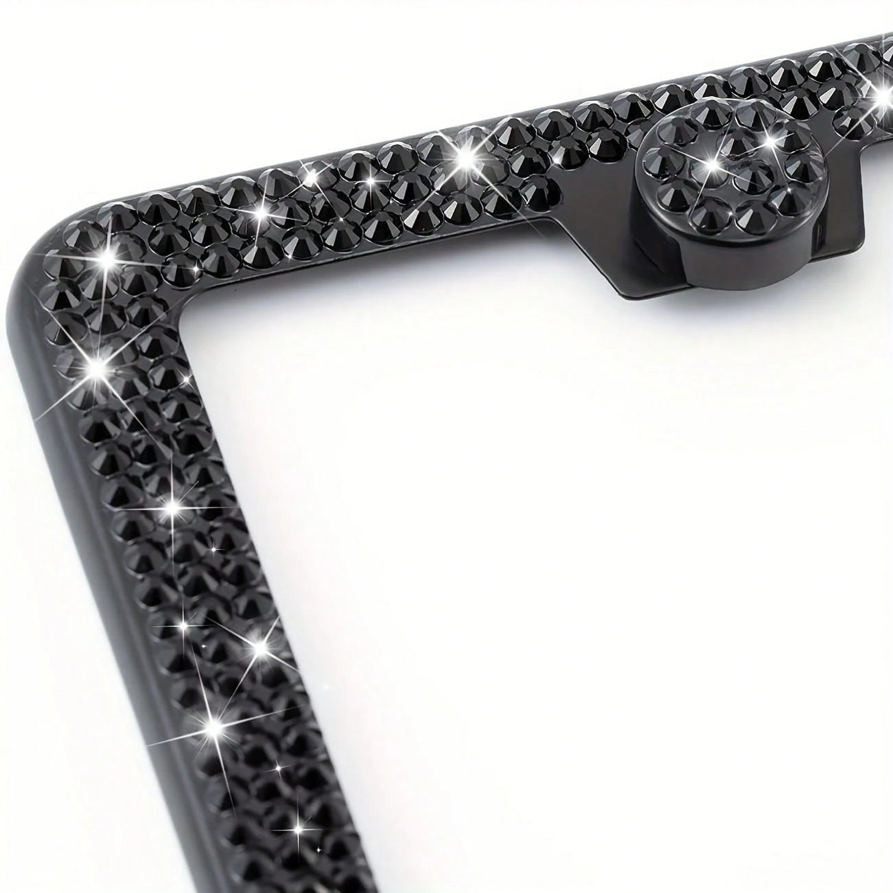 2pcs 2025 Luxury Stainless Steel License Plate Frame With Sparkling Acrylic Rhinestones- Premium 2-Hole Design With Complete Installation Hardware, Heavy Duty 304 Stainless Steel Construction, Anti-F
