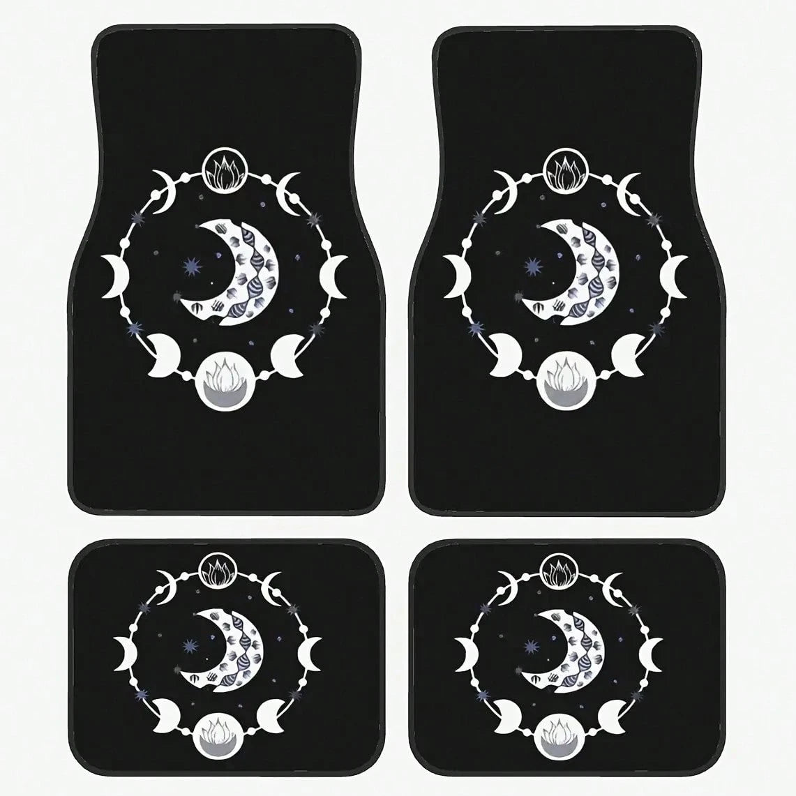 2pcs/4pcs Vintage Moon Pattern Car Floor Mats, Soft And Heart-Shaped, Allowing You To Drive With Ease, Car Accessories, Car Interior Accessories|Car Protection Mat|Durable Floor Mat, Ideal For Daily C