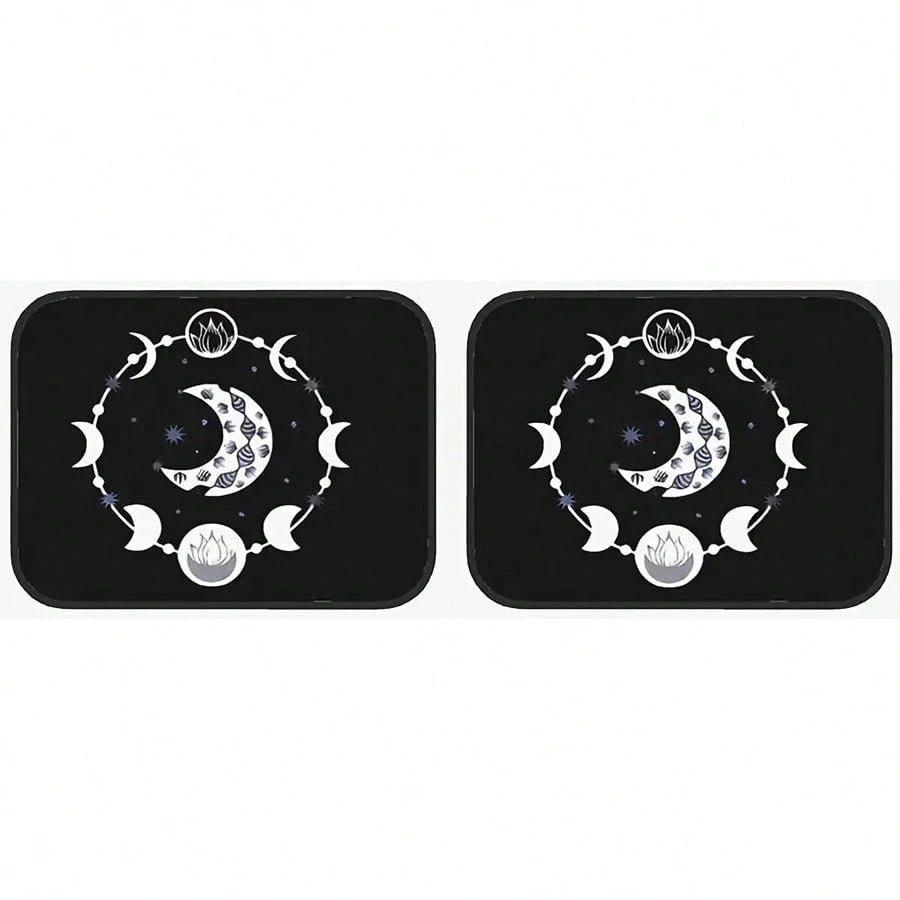 2pcs/4pcs Vintage Moon Pattern Car Floor Mats, Soft And Heart-Shaped, Allowing You To Drive With Ease, Car Accessories, Car Interior Accessories|Car Protection Mat|Durable Floor Mat, Ideal For Daily C