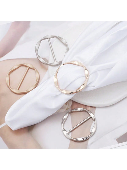 2pcs/5pcs Set Scarf Clips, Fashion Metal Ring Clips For T-Shirt, Tie, Clothing, Packaging