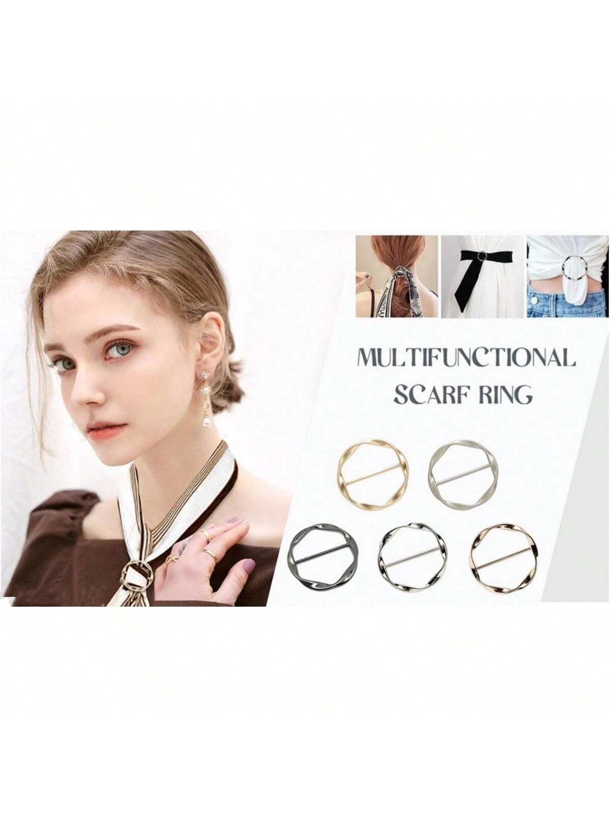 2pcs/5pcs Set Scarf Clips, Fashion Metal Ring Clips For T-Shirt, Tie, Clothing, Packaging